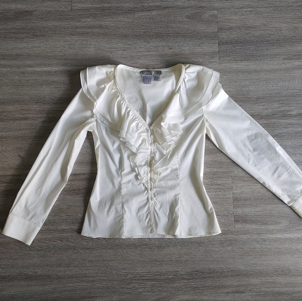 MAXMARA Victorian Cascading Ruffle Long Sleeve Blouse